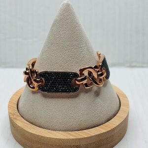 BRONZO ITALIA Rose Gold Color Bronze Black Spinel Bracelet